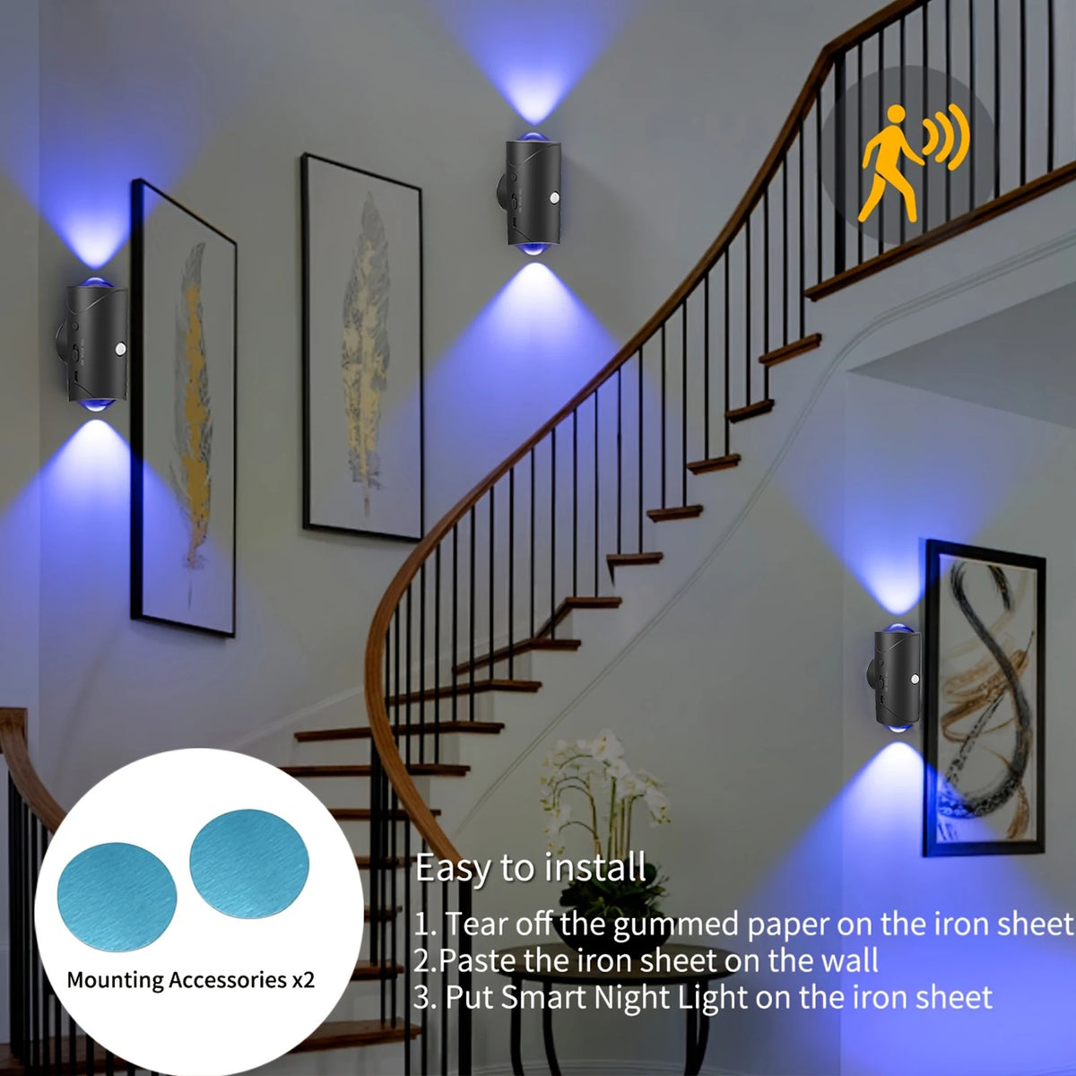Magnetic Motion Sensor Smart Light, LED Rechargeable Wall, RGB Gradient Ambient Light, Dimmable Indoor Light.