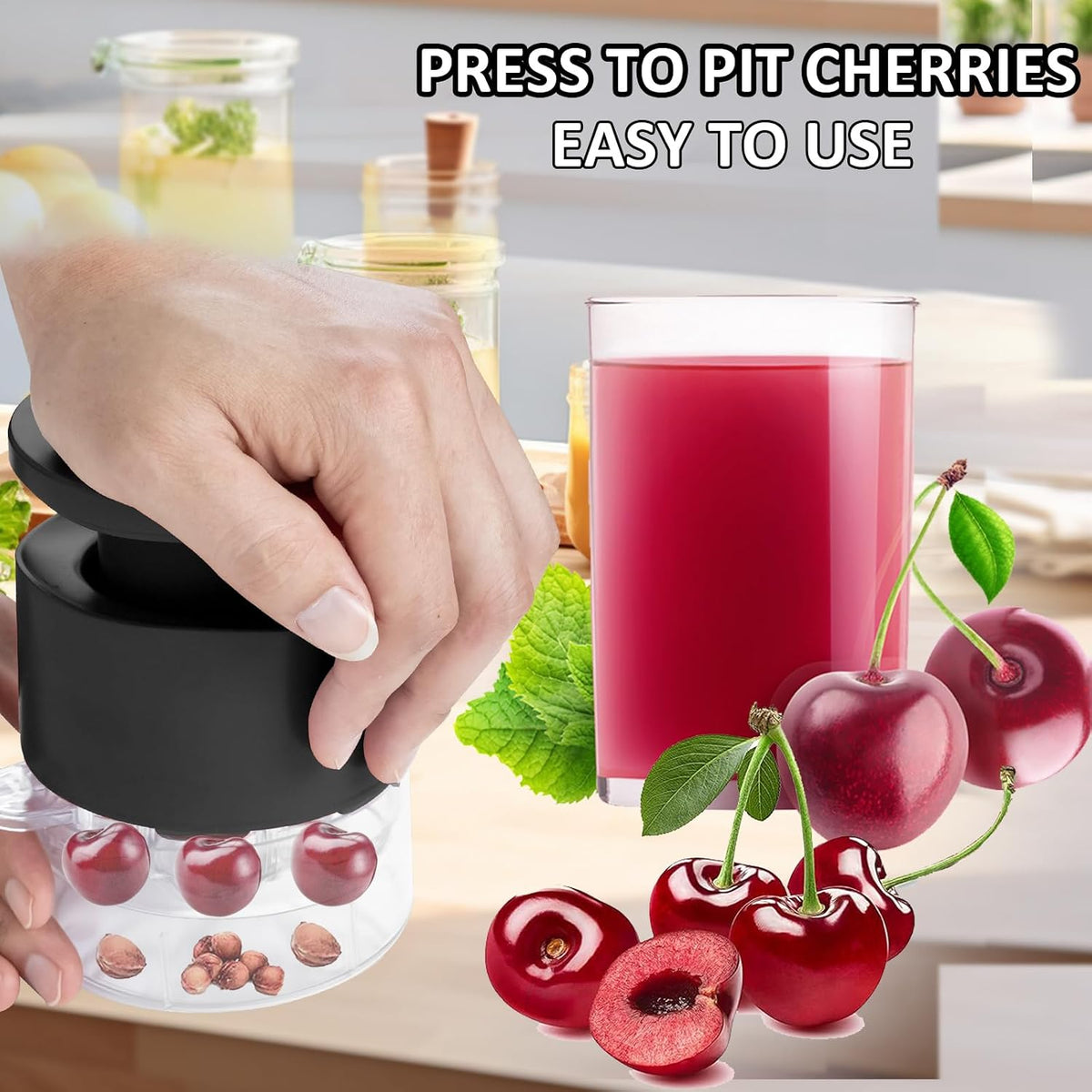 Cherry Pitter Tool 7-In-1, Portable Cherries Seed Remover, Fruit Pit Core Remover for Make Fresh Cherry Dishes, Cherry Pie and Jam and Cocktail Cherries