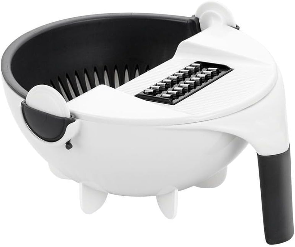 Multifunctional Kitchen Veggie Fruit Shredder Grater Slicer Rotate 9 Item Vegetable Fruits Cutter Vegetable Chopper with Drain Basket Slicer Fruit Cutter
