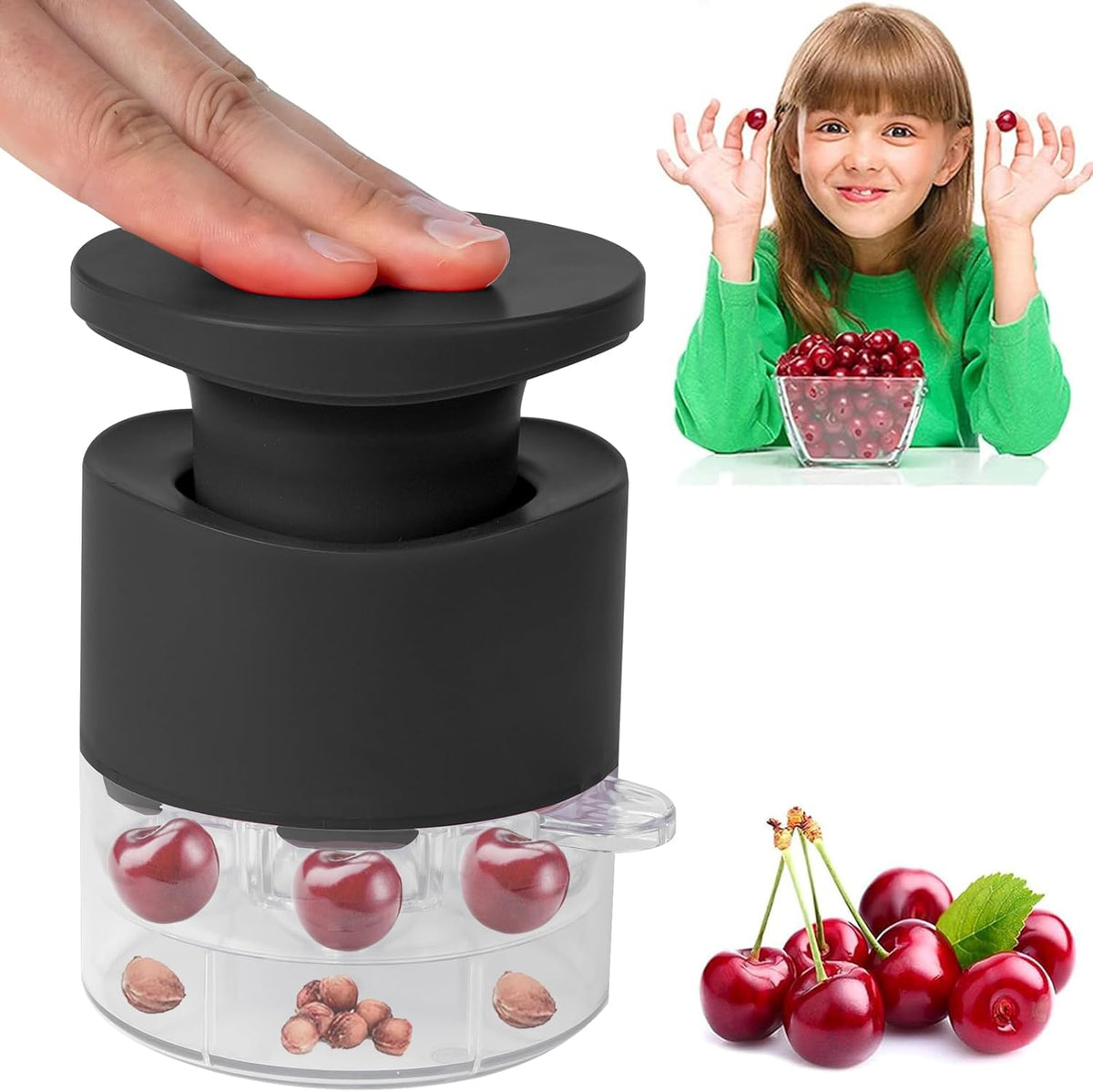 Cherry Pitter Tool 7-In-1, Portable Cherries Seed Remover, Fruit Pit Core Remover for Make Fresh Cherry Dishes, Cherry Pie and Jam and Cocktail Cherries
