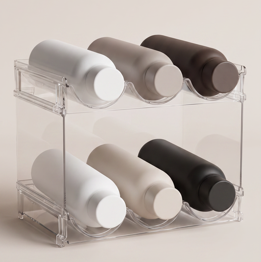Water Bottle Organizer for Cabinet, Water Bottle Storage Organizer, 2 Packs Water Bottle Storage Rack, Water Bottle Holder for Cabinet, Stackable Water Bottle Storage Rack