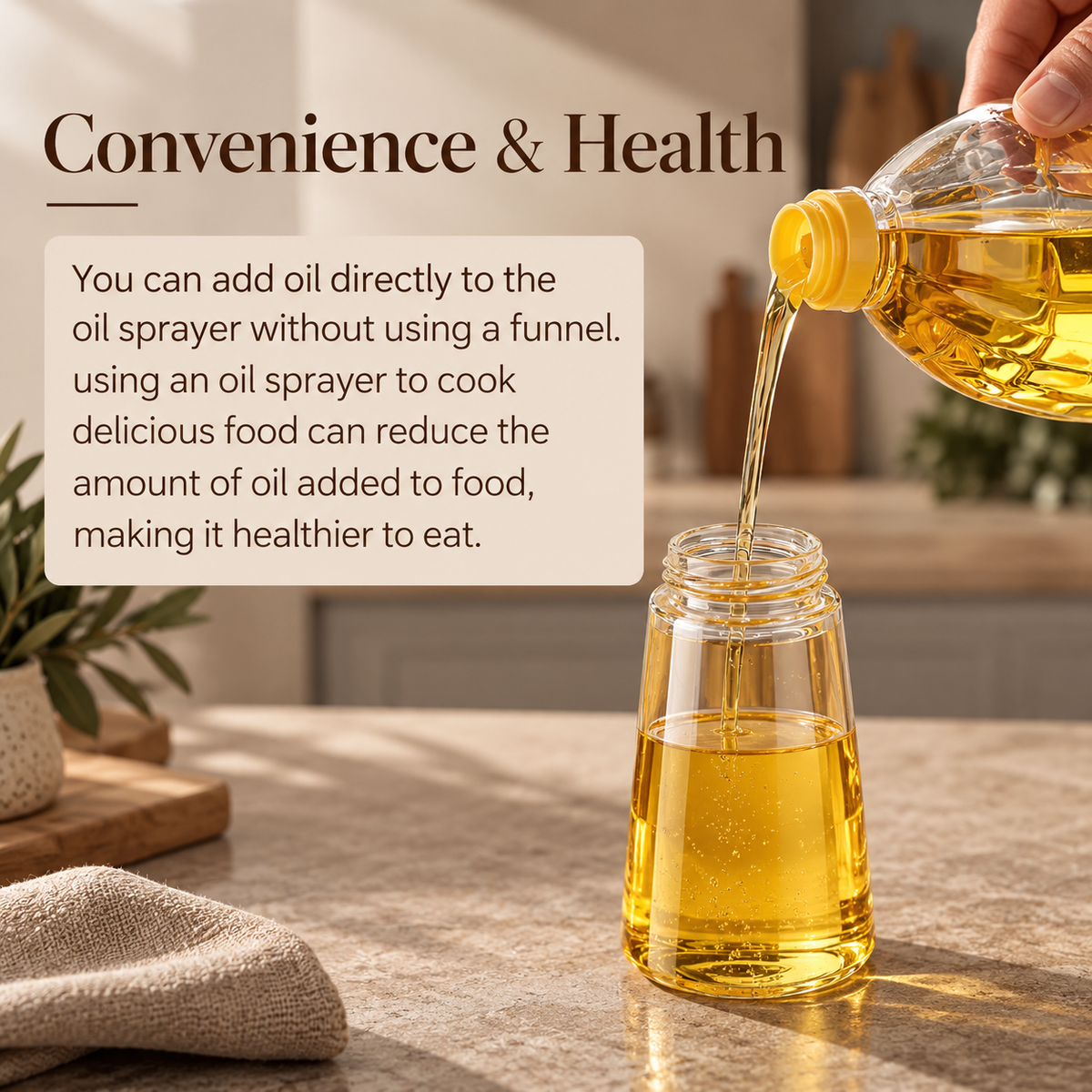 Oil Sprayer for Cooking,2 in 1 Olive Oil Dispenser Bottle for Kitchen,16Oz/470Ml Spray & Pour Oil Dispenser Bottle,Glass Olive Oil Spritzer,Food-Grade Oil Mister for Air Fryer,Salad,Frying,Bbq (Black)