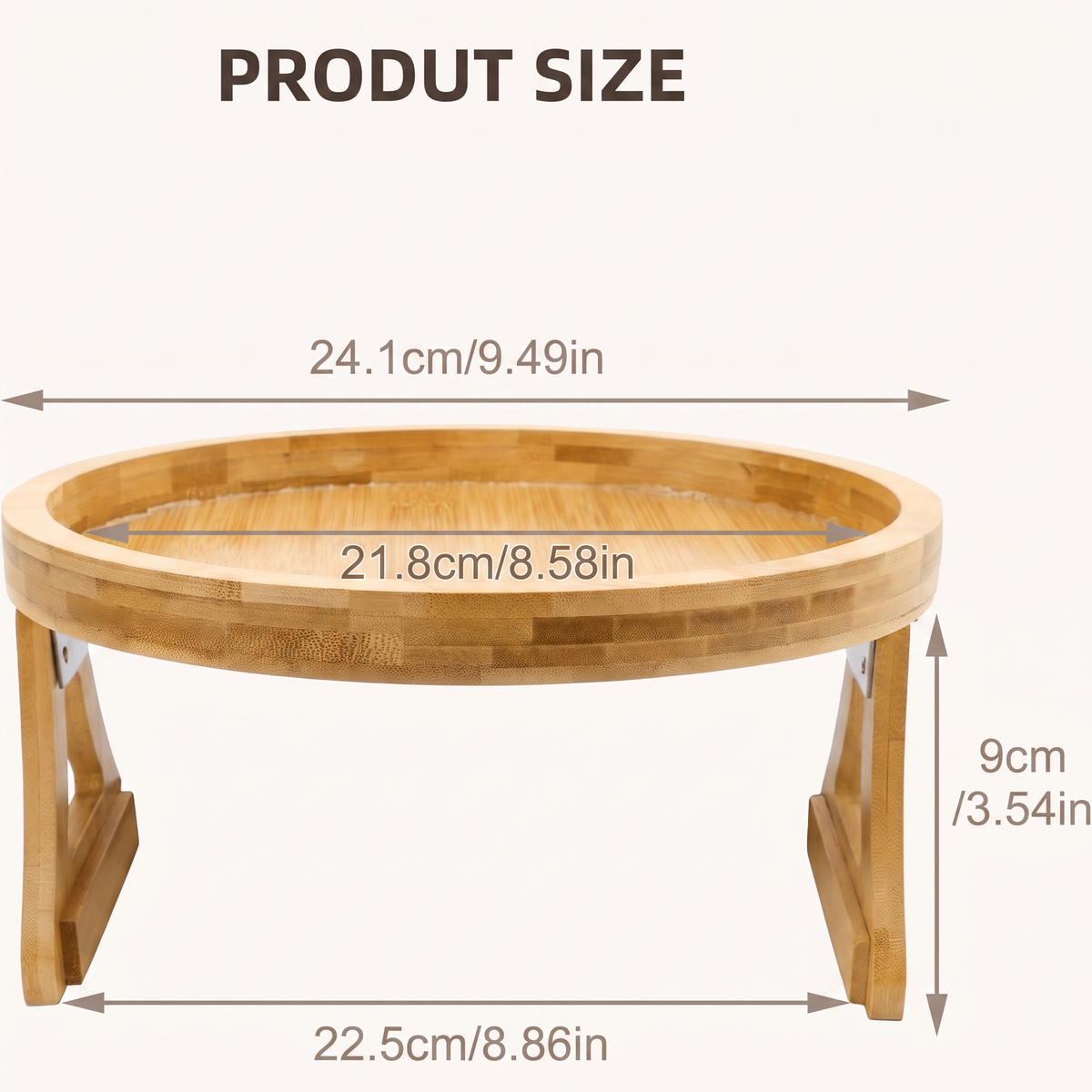 Sofa Arm Tray,Foldable Sofa Armrest Clip-On Tray Suitble for 4"-9" Armrest,Circle Sofa Arm Table for Snacks/Drinks/Fruit/Dessert/Rmote (9.49X8.86X3.54 Inch)