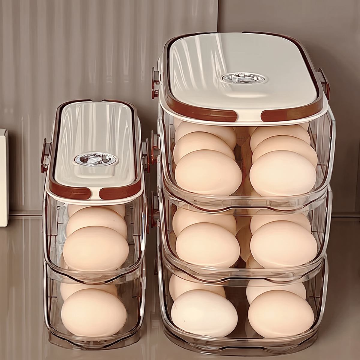 1PCS Home Refrigerator Egg Organizer Sliding Egg Carton Automatic Egg Roller Organizer Kitchen Countertop Egg Shelf