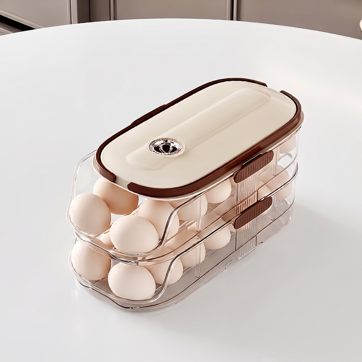 1PCS Home Refrigerator Egg Organizer Sliding Egg Carton Automatic Egg Roller Organizer Kitchen Countertop Egg Shelf