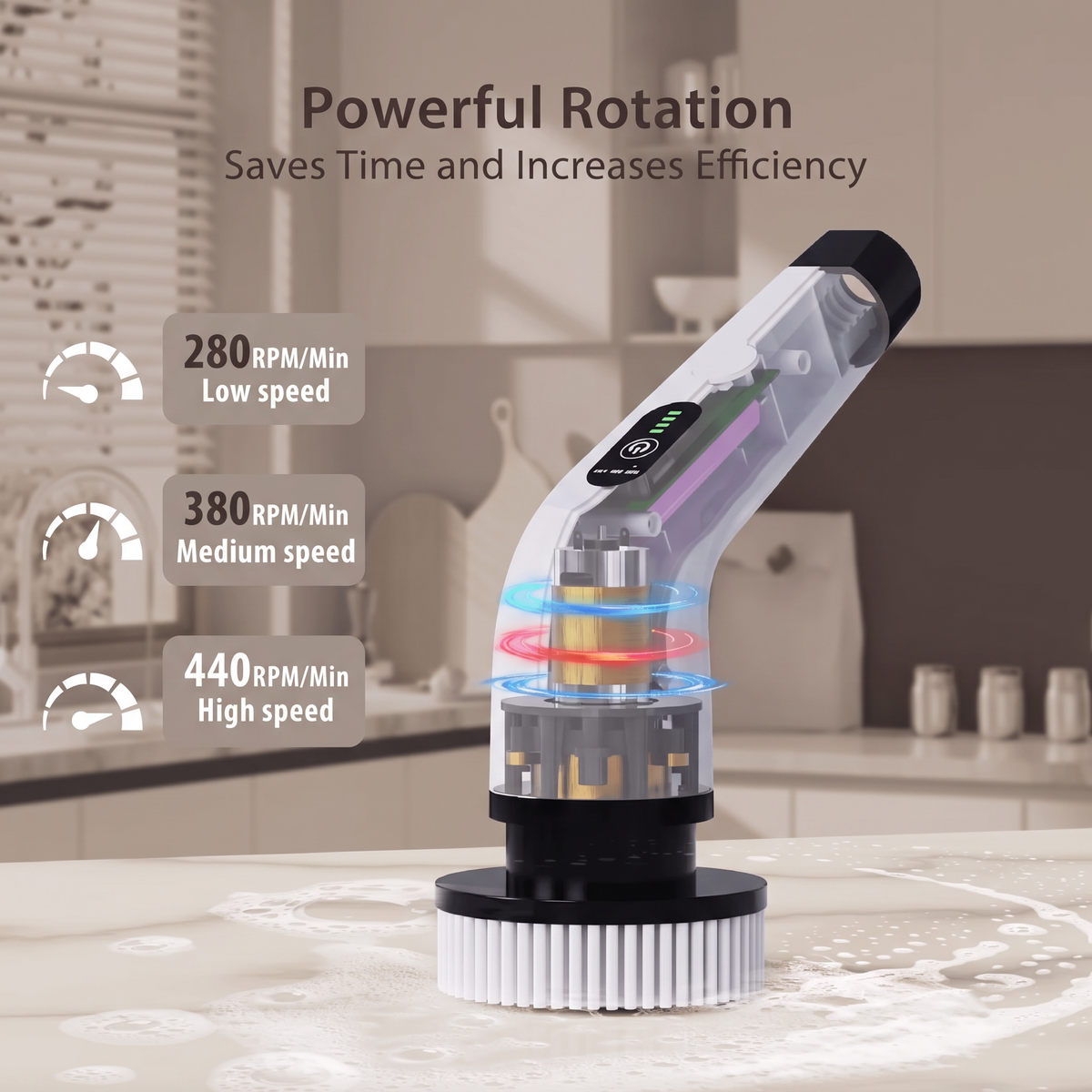 Cordless Spin Scrubber Electric Multipurpose Cleaning Brush for Kitchen Bathroom Toilet - Household Hair Brushes and Mops