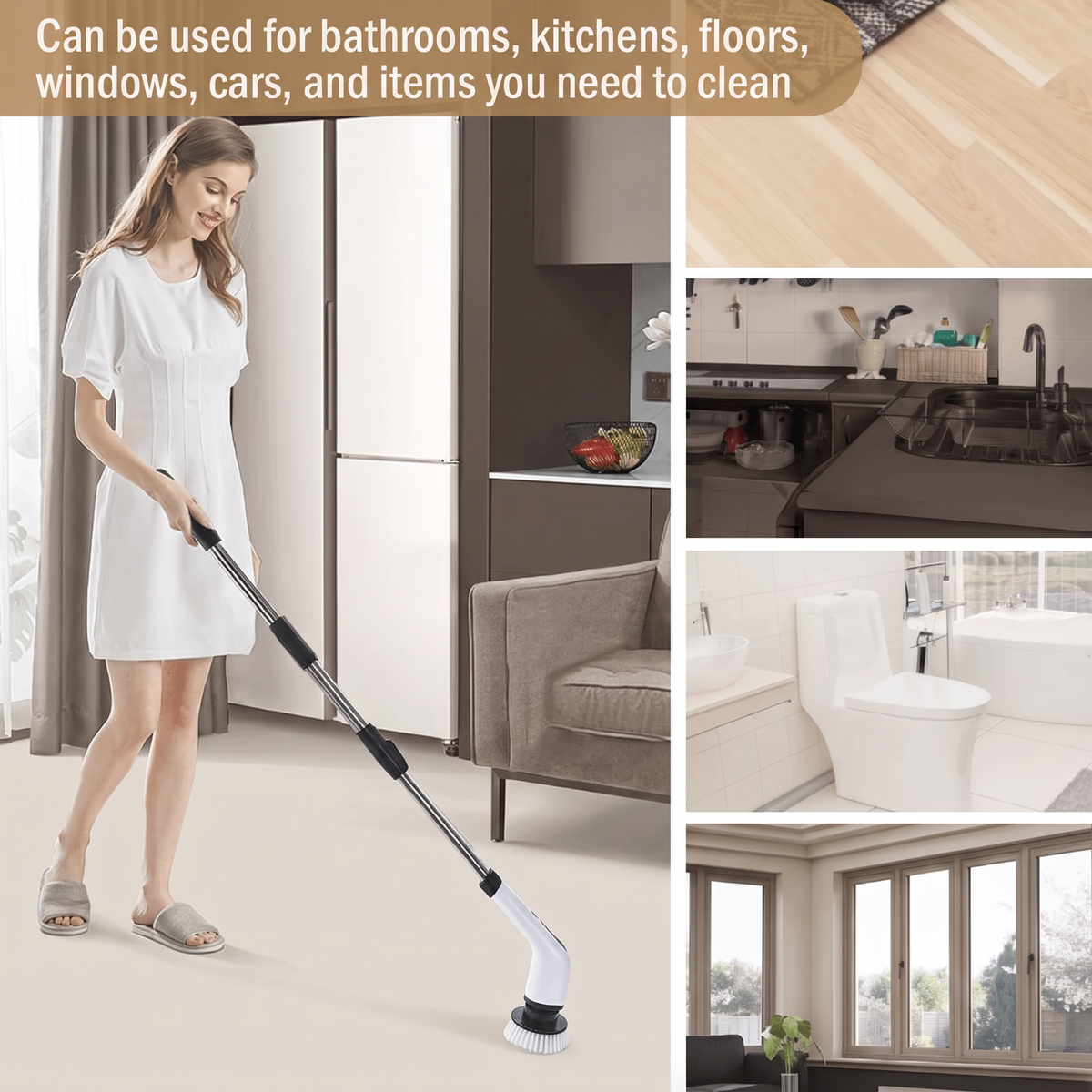 Cordless Spin Scrubber Electric Multipurpose Cleaning Brush for Kitchen Bathroom Toilet - Household Hair Brushes and Mops