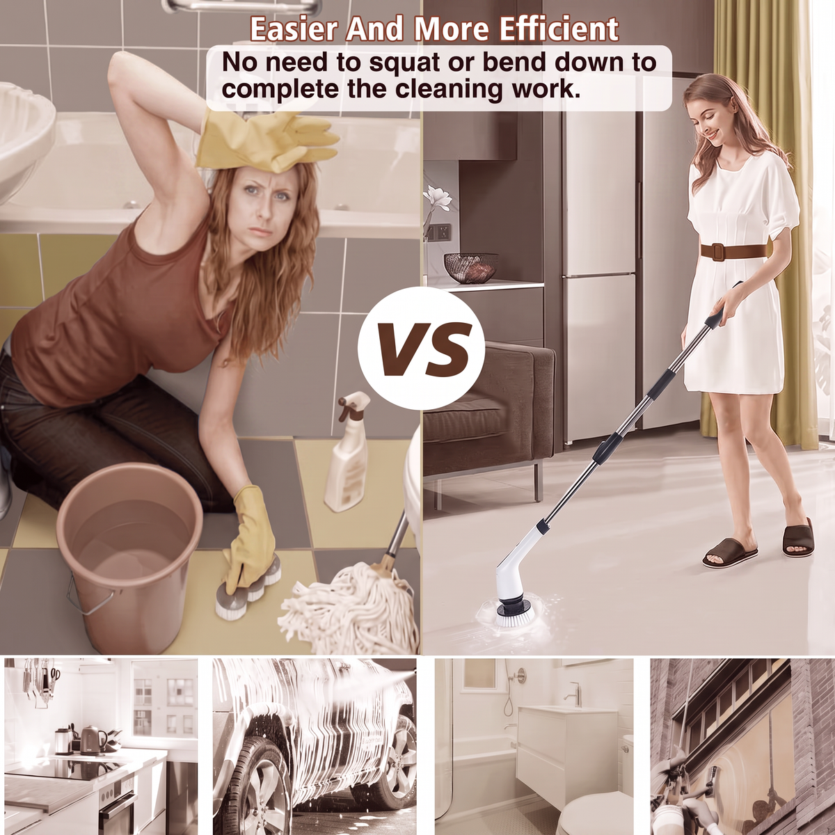 Cordless Spin Scrubber Electric Multipurpose Cleaning Brush for Kitchen Bathroom Toilet - Household Hair Brushes and Mops