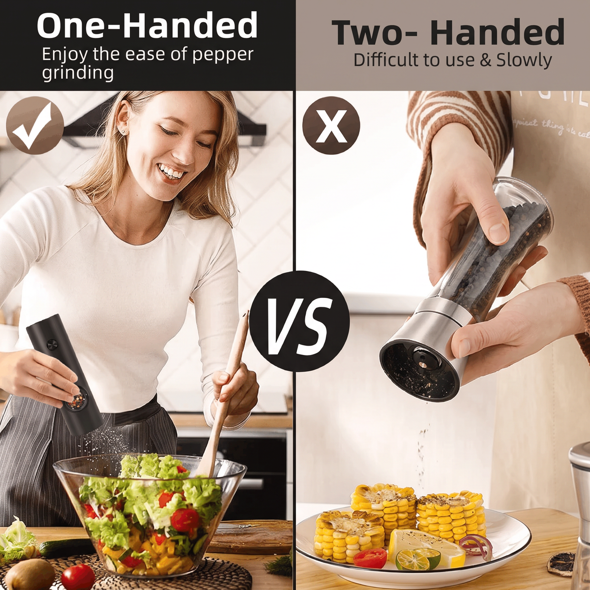 Electric Automatic Salt and Pepper Grinder Set Rechargeable with Gravity Spice Mill Adjustable Spices Grinder Kitchen Tools