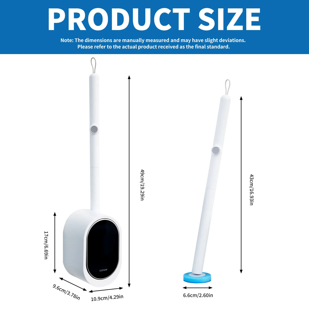 SOPAMI Disposable Toilet Brush Kit - 32/16 Refill Heads & Holder, Rotating No-Touch Deep Cleaner for Under-Rim & Corner, Bathroom Cleaning Tool for Home, RV