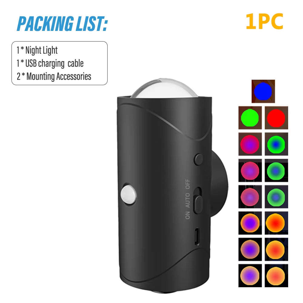 Magnetic Motion Sensor Smart Light, LED Rechargeable Wall, RGB Gradient Ambient Light, Dimmable Indoor Light.